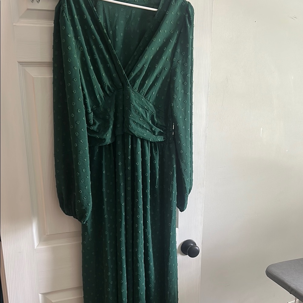SHEIN Green Long Sleeve Plunge Gown